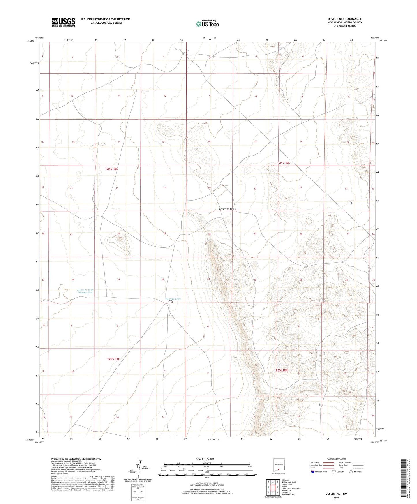 Desert NE New Mexico US Topo Map Image