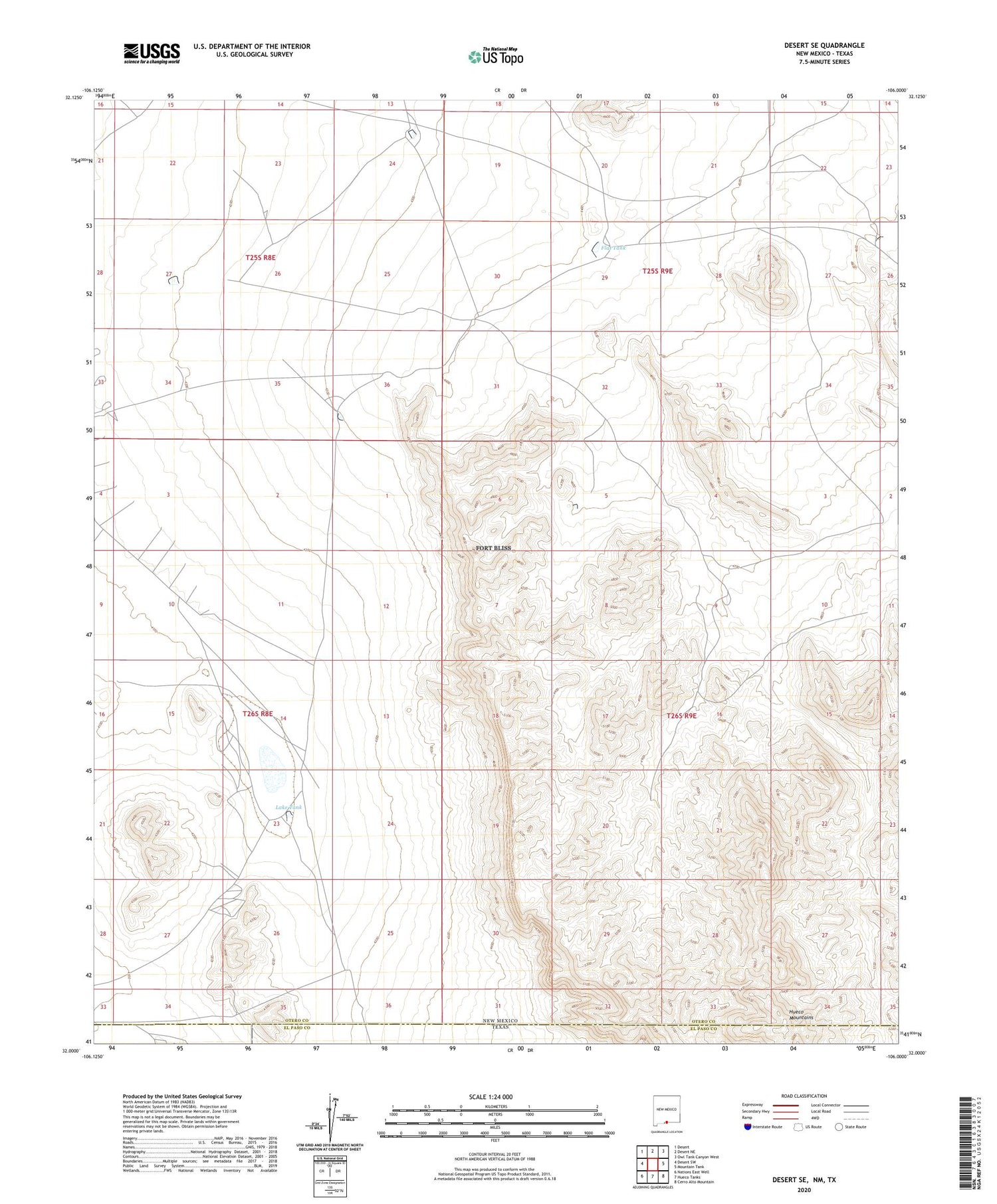 Desert SE New Mexico US Topo Map Image