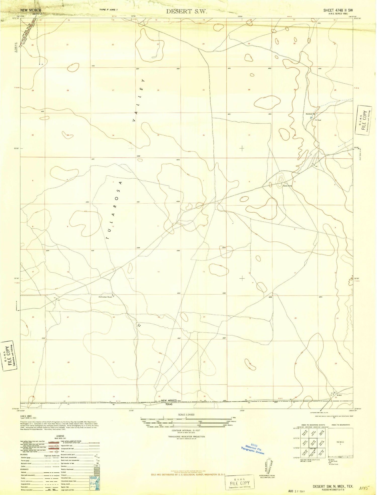 Classic USGS Desert SW New Mexico 7.5'x7.5' Topo Map Image