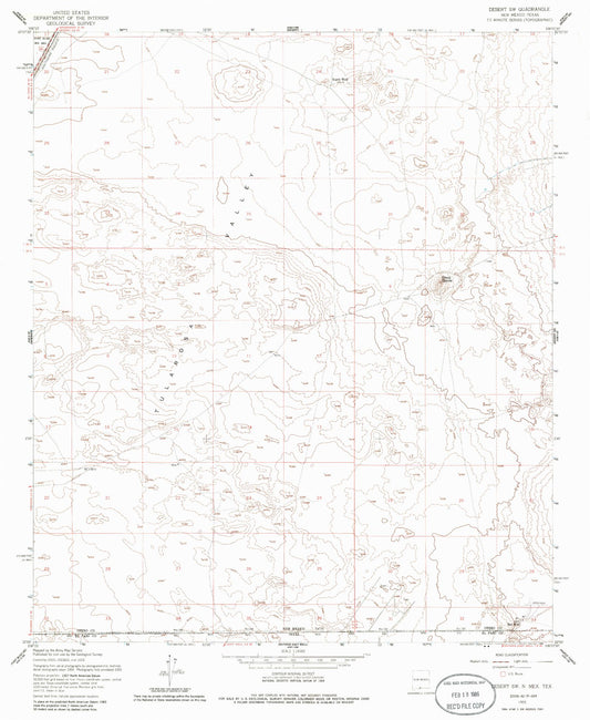 Classic USGS Desert SW New Mexico 7.5'x7.5' Topo Map Image