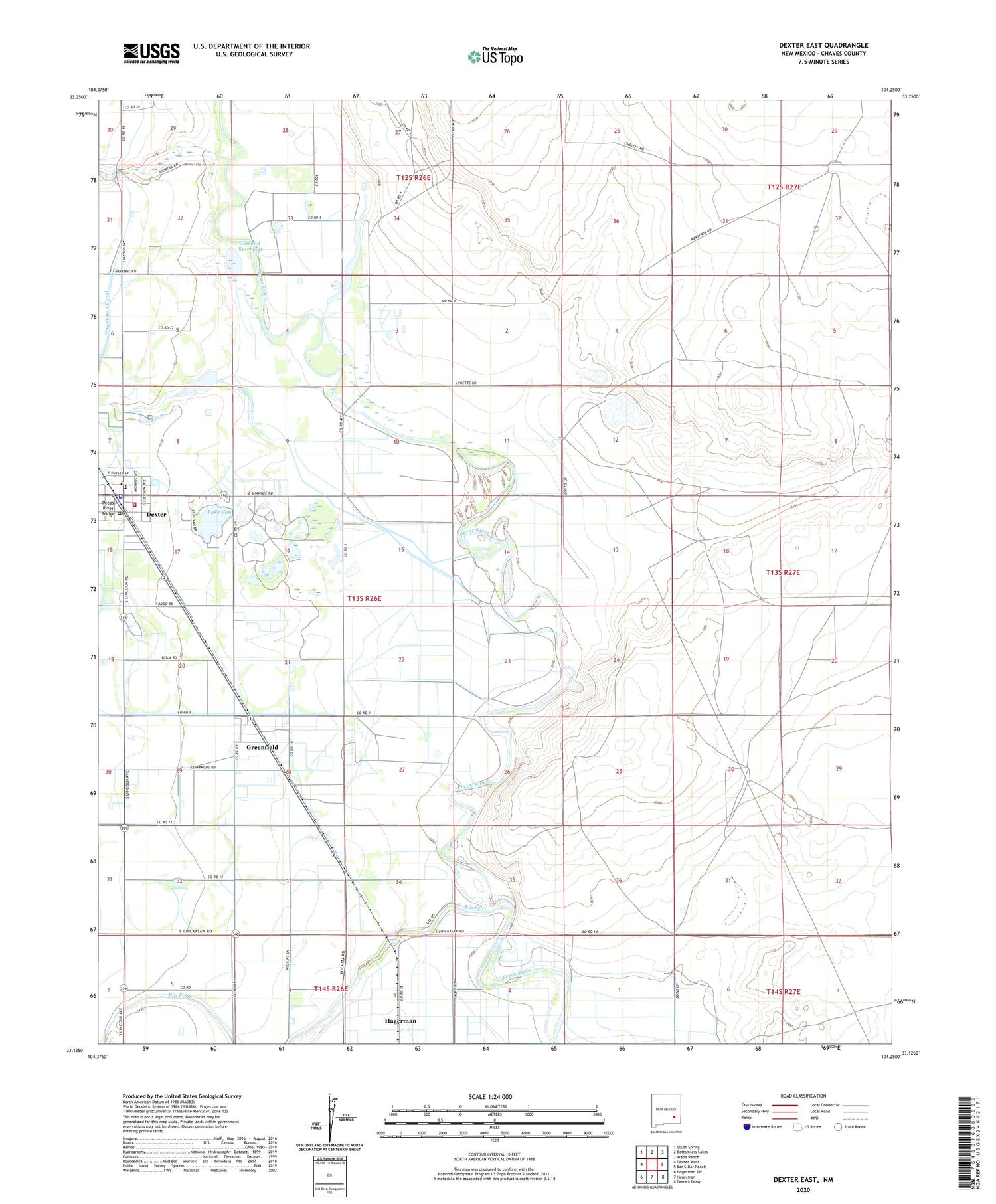 Dexter East New Mexico US Topo Map Image