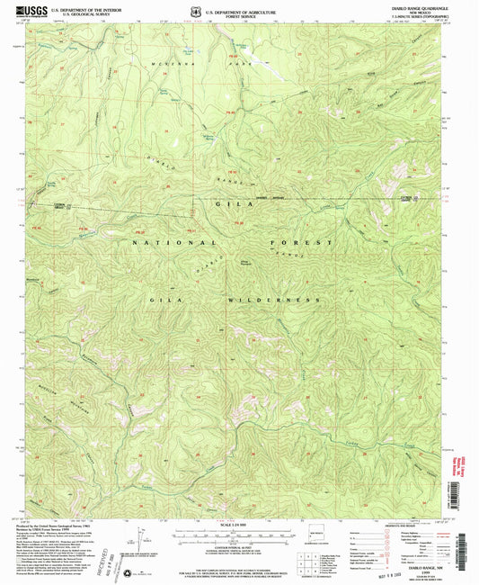 Classic USGS Diablo Range New Mexico 7.5'x7.5' Topo Map Image
