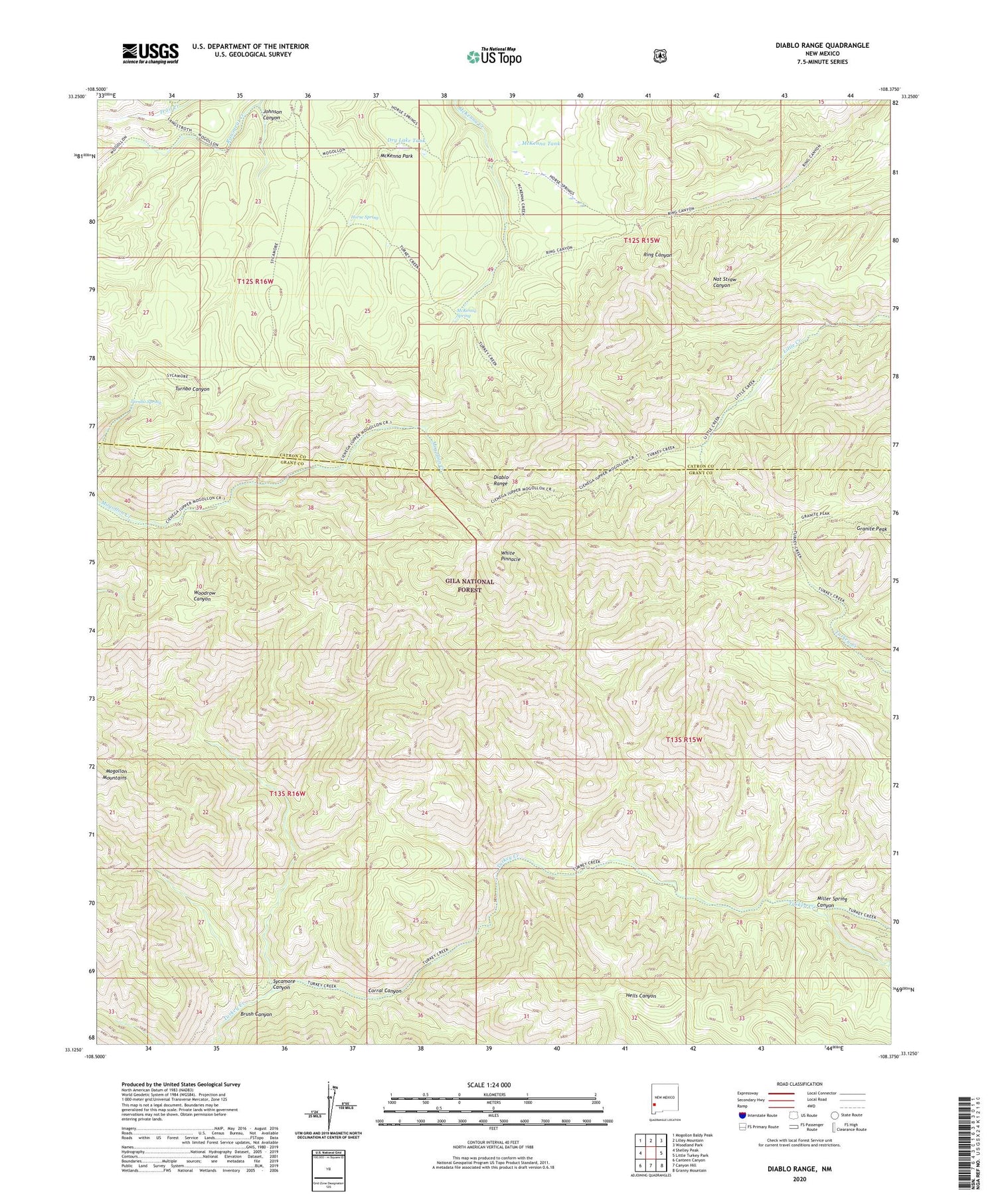 Diablo Range New Mexico US Topo Map Image