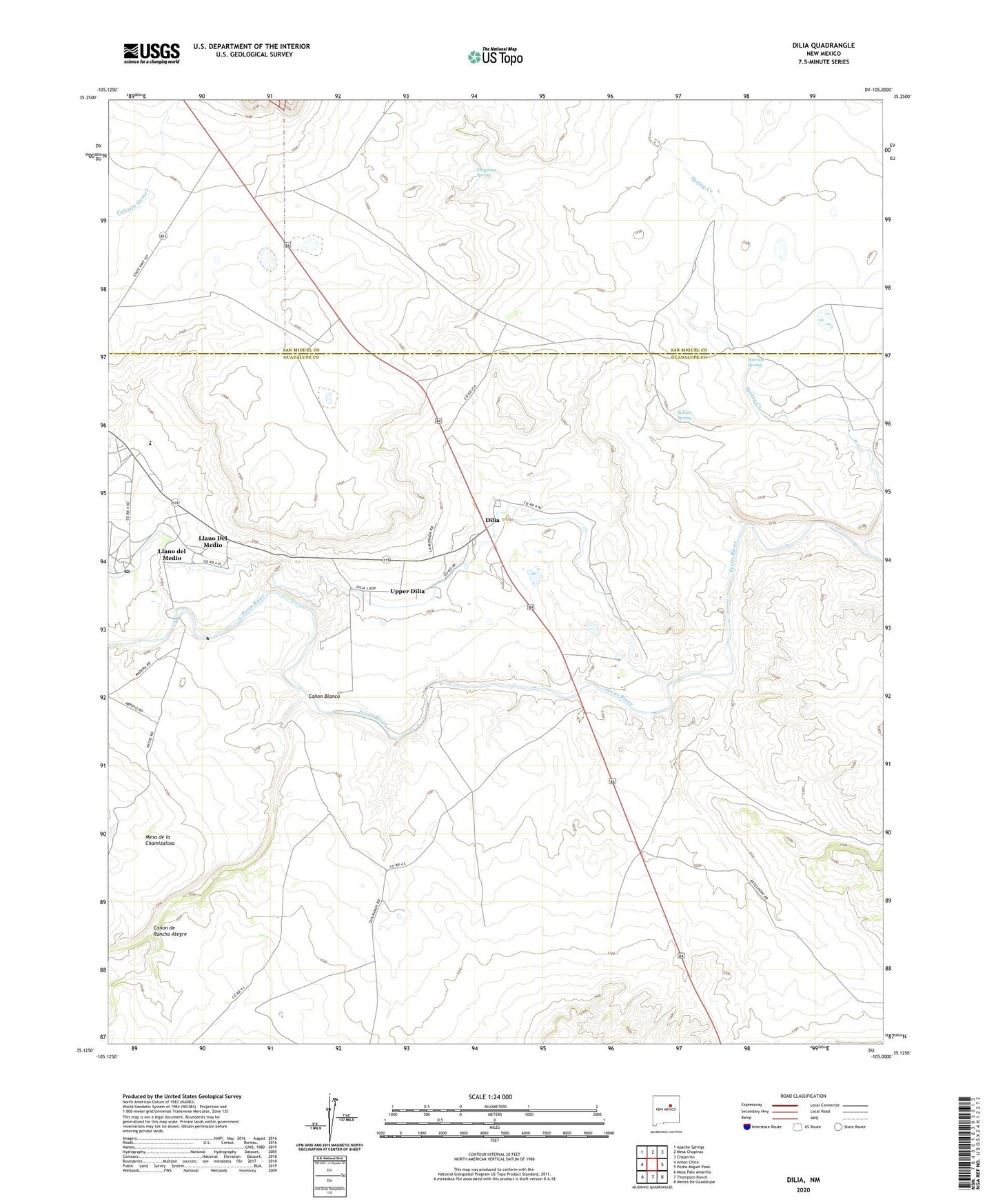 Dilia New Mexico US Topo Map Image