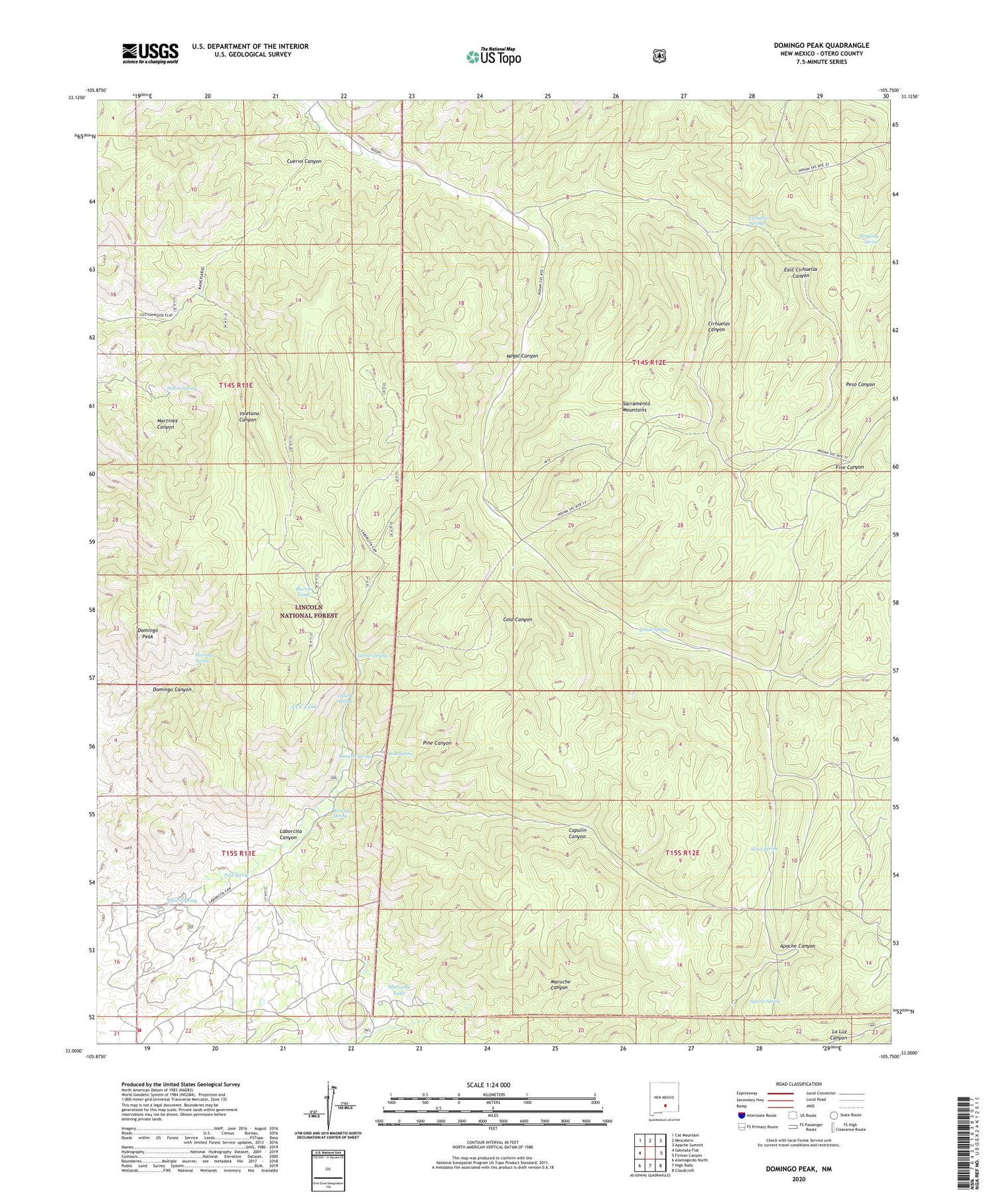 Domingo Peak New Mexico US Topo Map Image