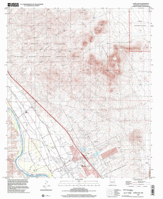 Classic USGS Dona Ana New Mexico 7.5'x7.5' Topo Map Image