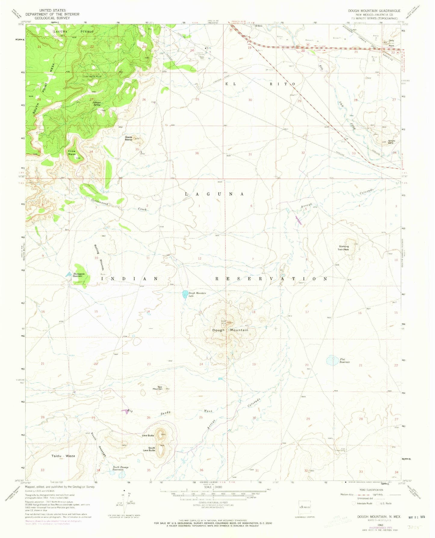 Classic USGS Dough Mountain New Mexico 7.5'x7.5' Topo Map Image