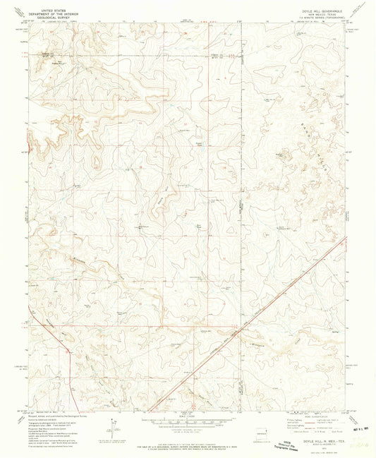 Classic USGS Doyle Hill New Mexico 7.5'x7.5' Topo Map Image