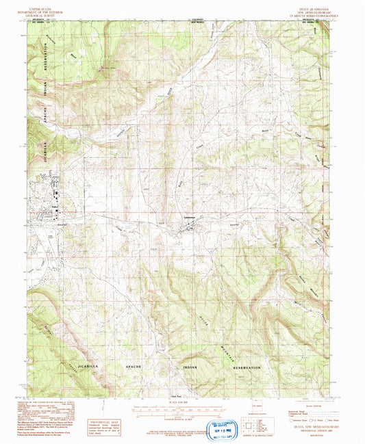 Classic USGS Dulce New Mexico 7.5'x7.5' Topo Map Image