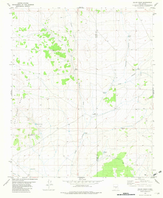 Classic USGS Dulce Draw New Mexico 7.5'x7.5' Topo Map Image