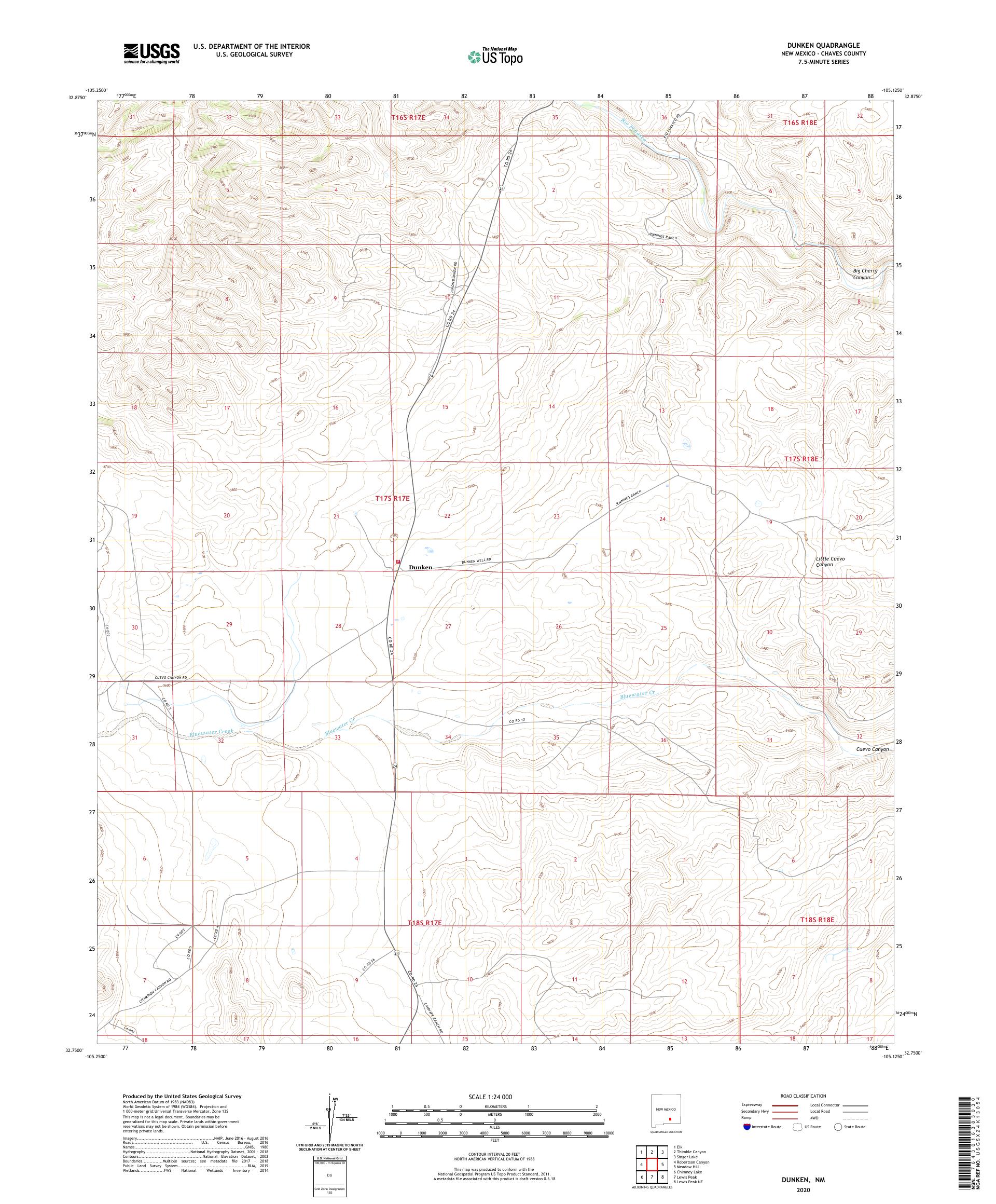 Dunken New Mexico US Topo Map – MyTopo Map Store