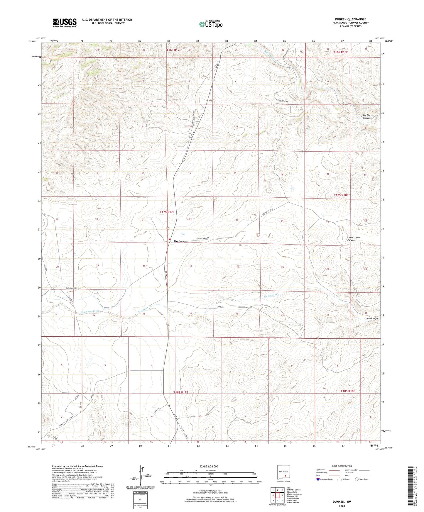 Dunken New Mexico US Topo Map Image