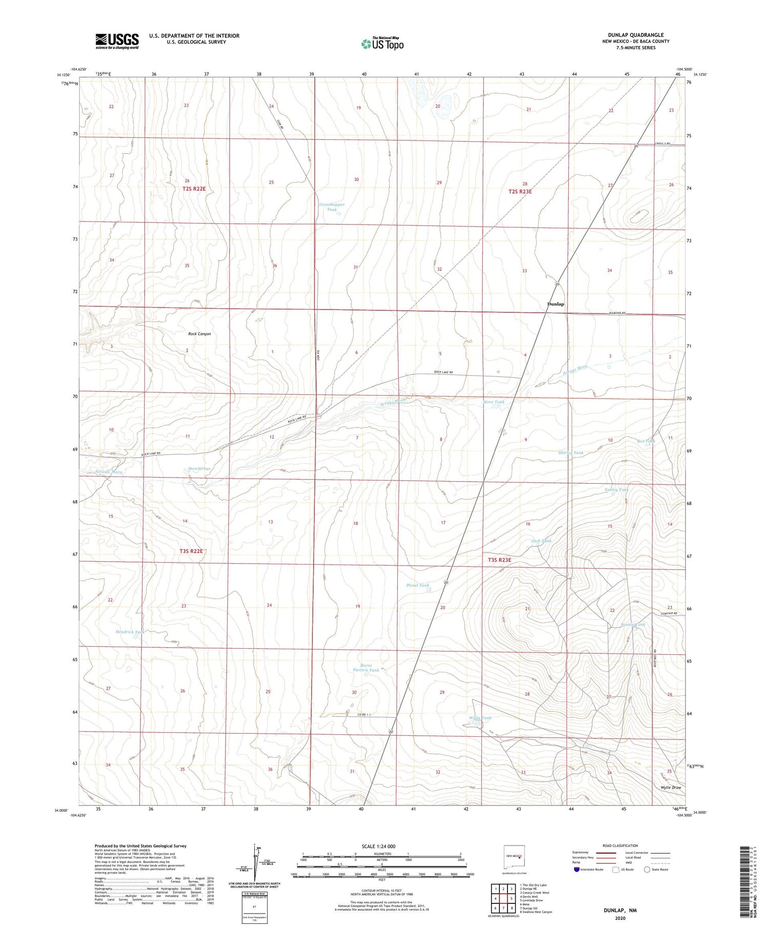 Dunlap New Mexico US Topo Map Image
