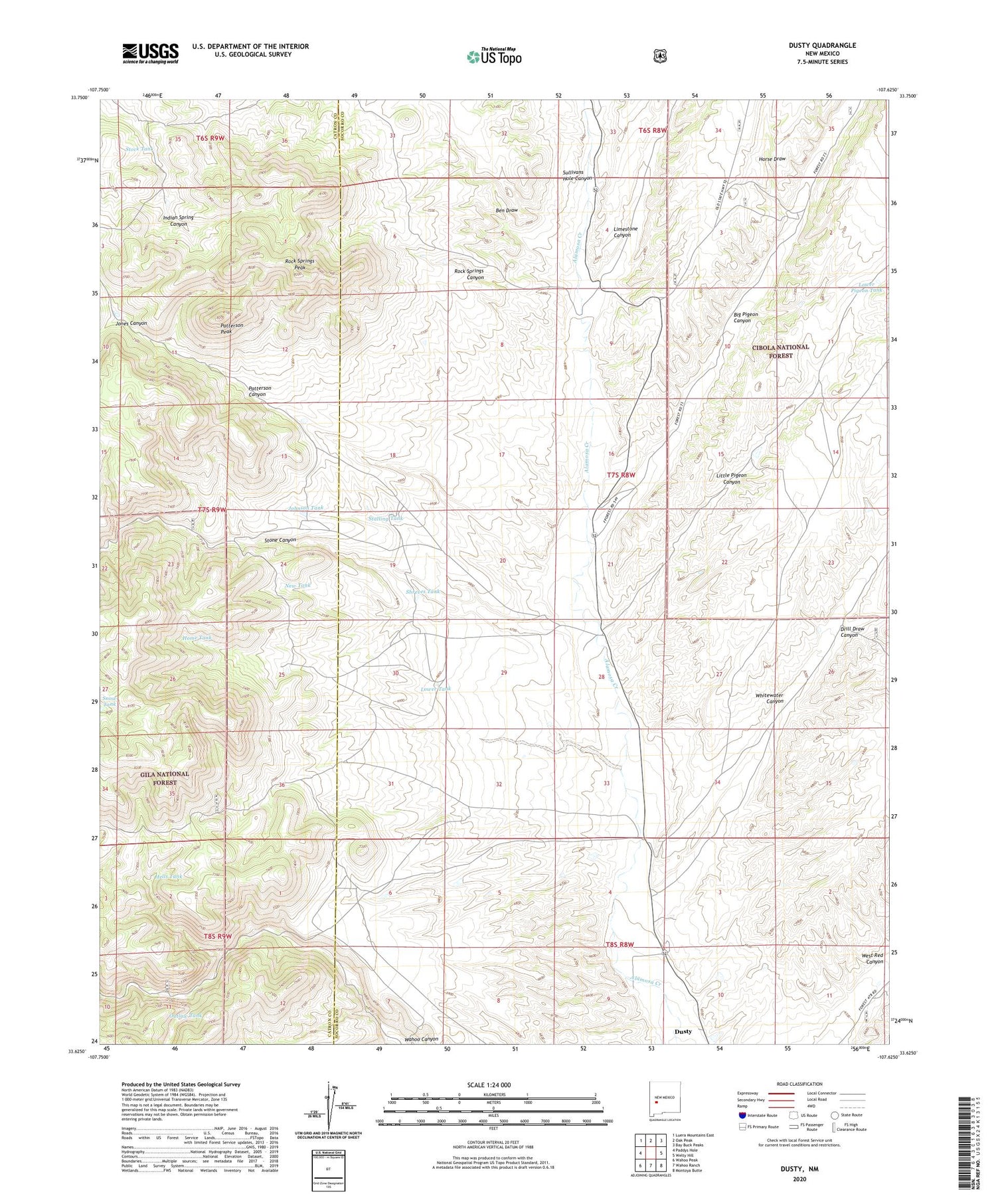 Dusty New Mexico US Topo Map Image