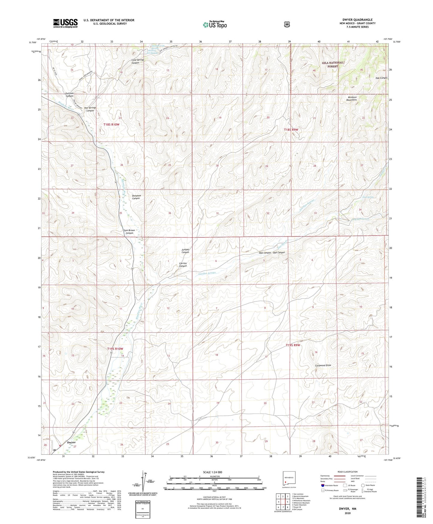 Dwyer New Mexico US Topo Map Image