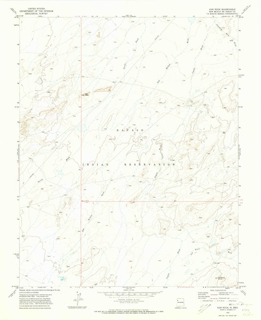 Classic USGS Ear Rock New Mexico 7.5'x7.5' Topo Map Image