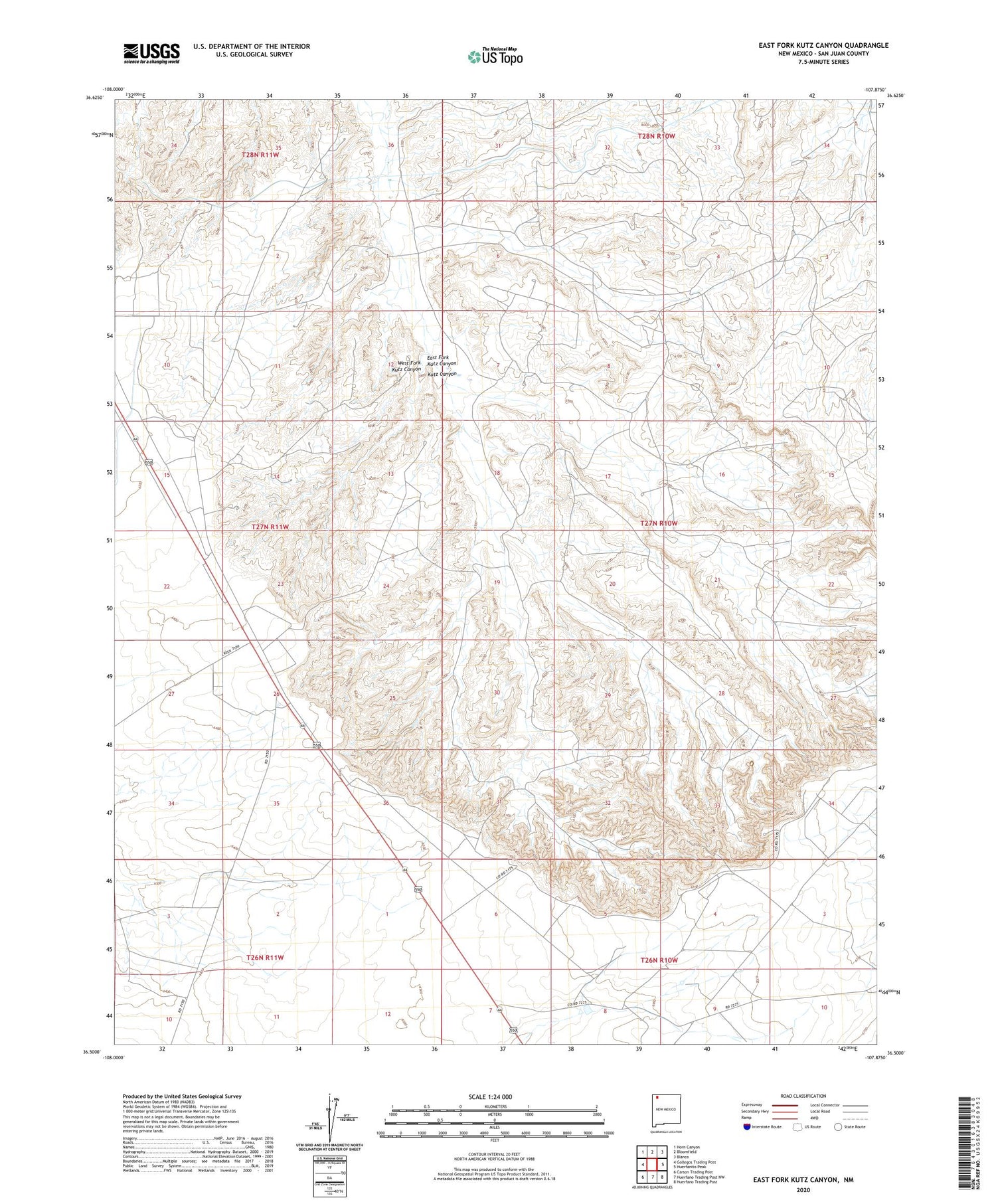 East Fork Kutz Canyon New Mexico US Topo Map Image