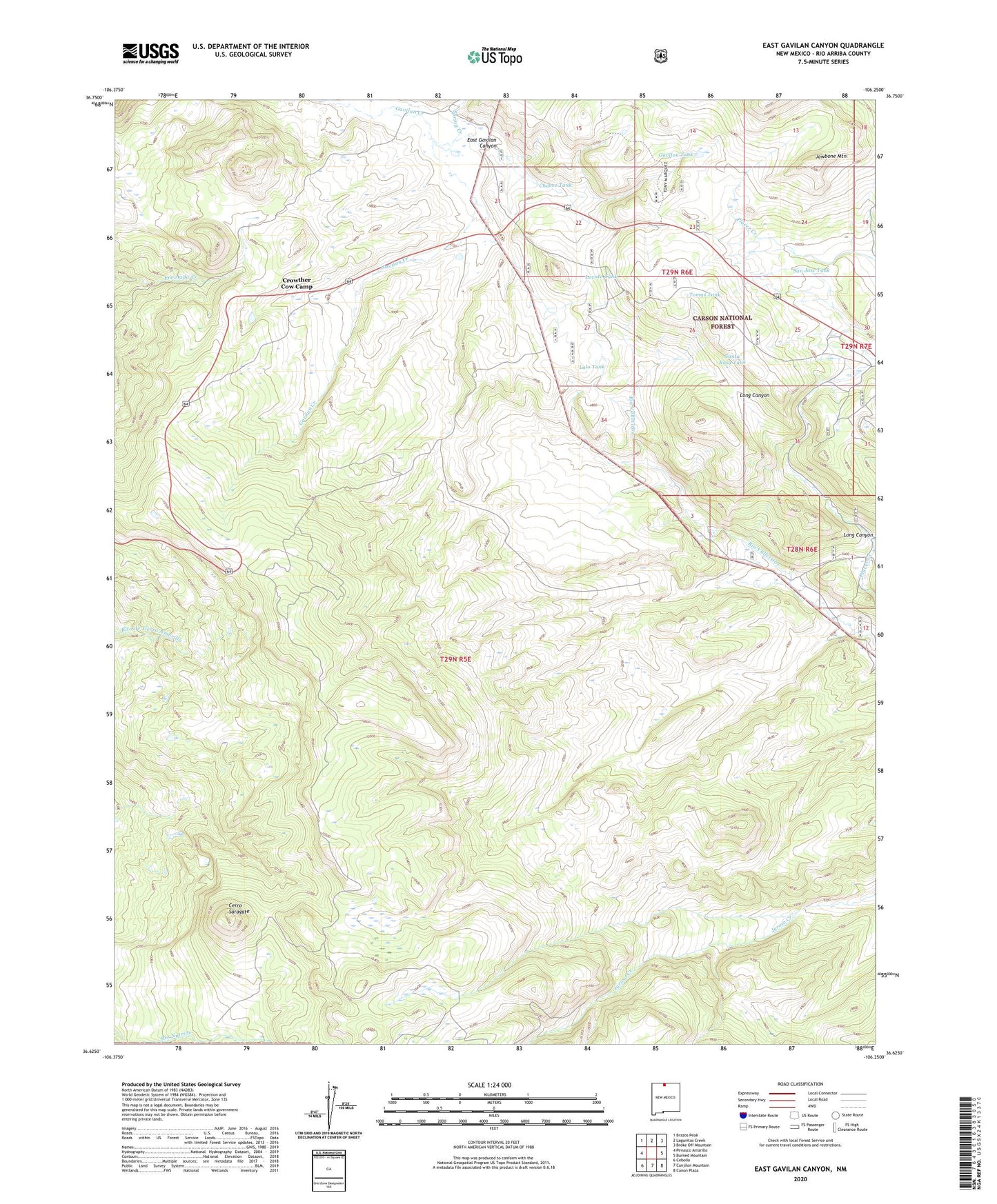 East Gavilan Canyon New Mexico US Topo Map Image