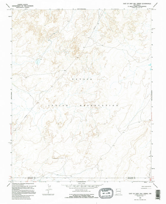 Classic USGS East of Grey Hill Spring New Mexico 7.5'x7.5' Topo Map Image
