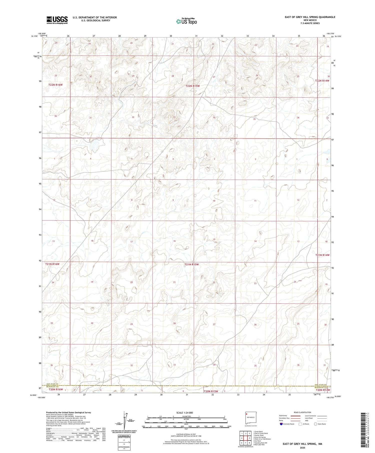 East of Grey Hill Spring New Mexico US Topo Map Image