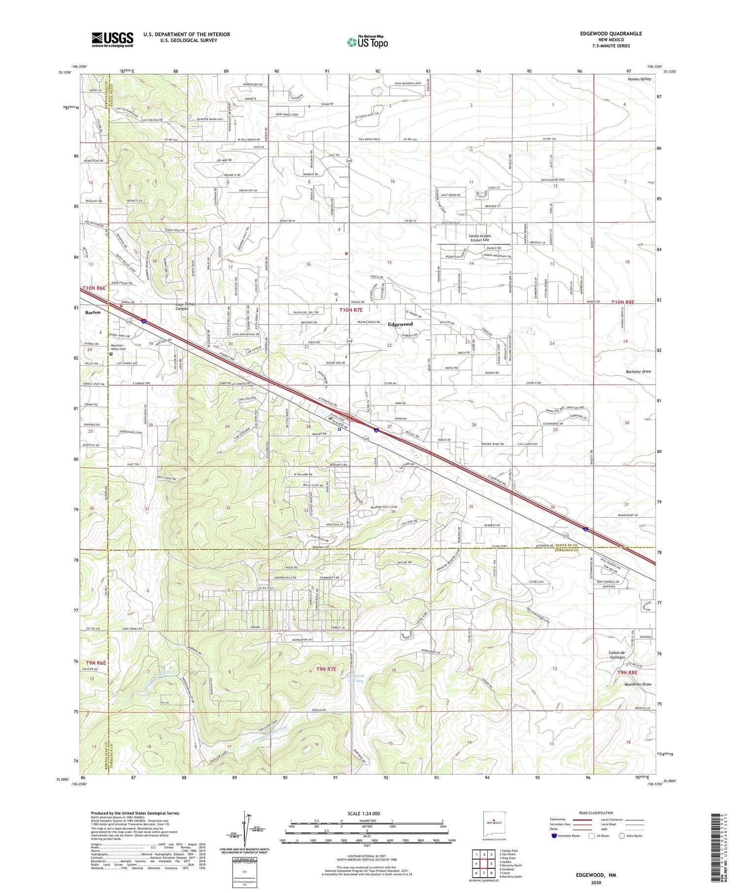 Edgewood New Mexico US Topo Map Image
