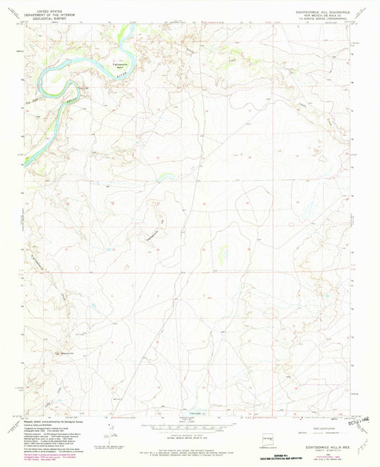 Classic USGS Eighteenmile Hill New Mexico 7.5'x7.5' Topo Map Image
