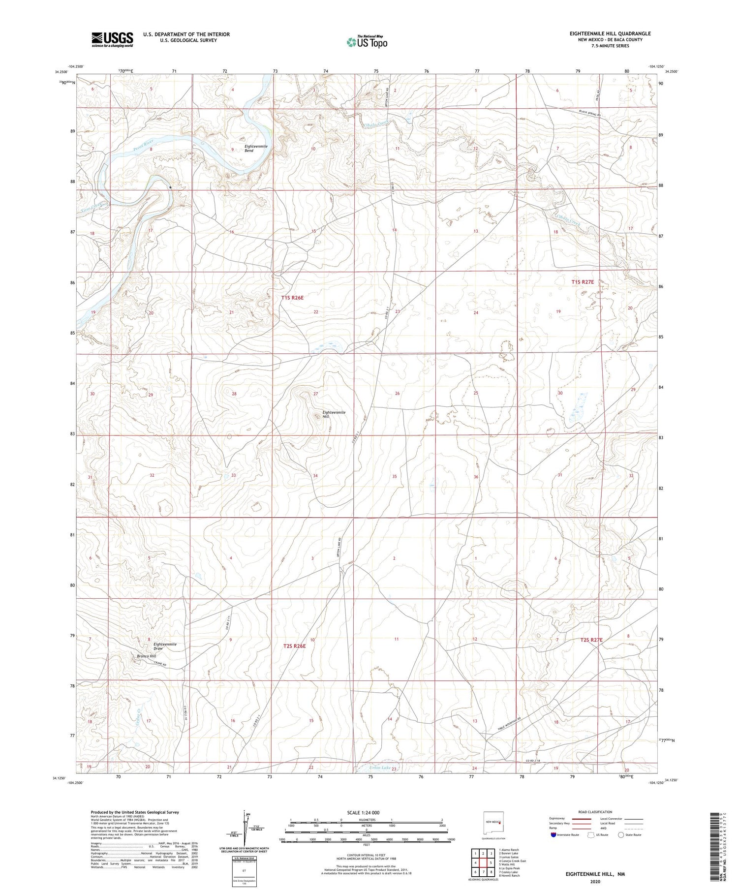 Eighteenmile Hill New Mexico US Topo Map Image