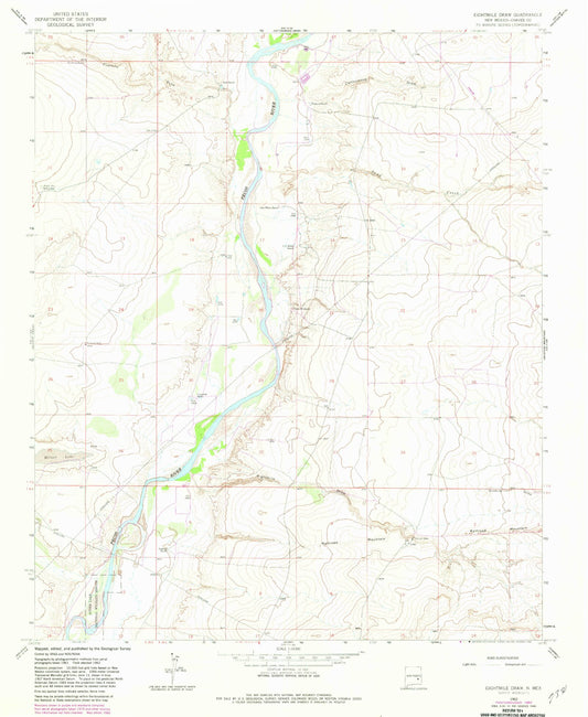 Classic USGS Eightmile Draw New Mexico 7.5'x7.5' Topo Map Image