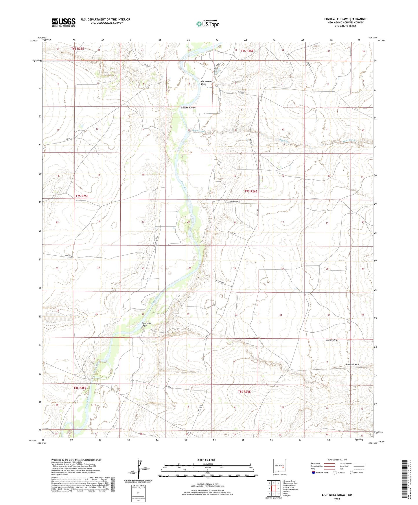 Eightmile Draw New Mexico US Topo Map Image