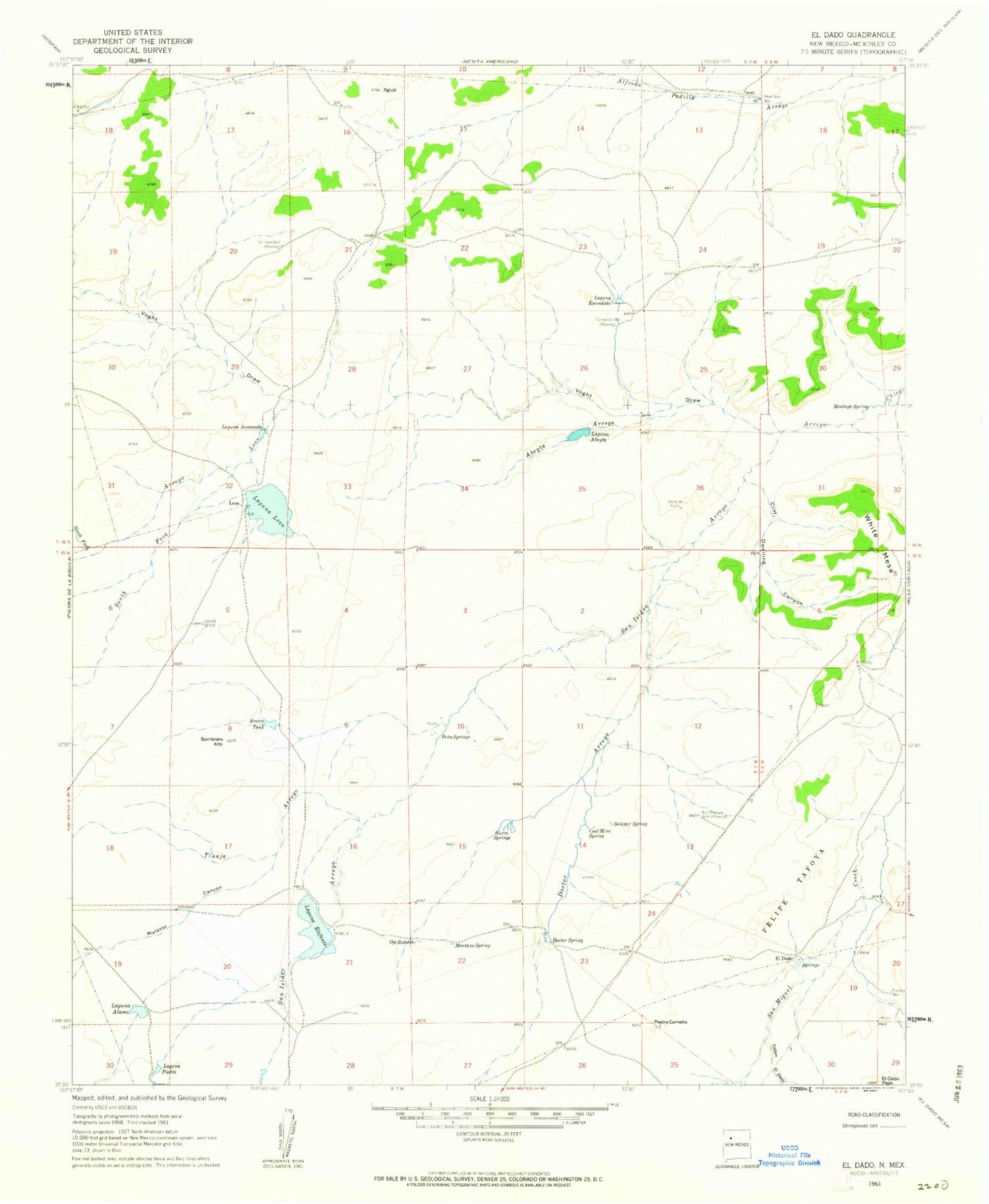 Classic USGS El Dado New Mexico 7.5'x7.5' Topo Map Image