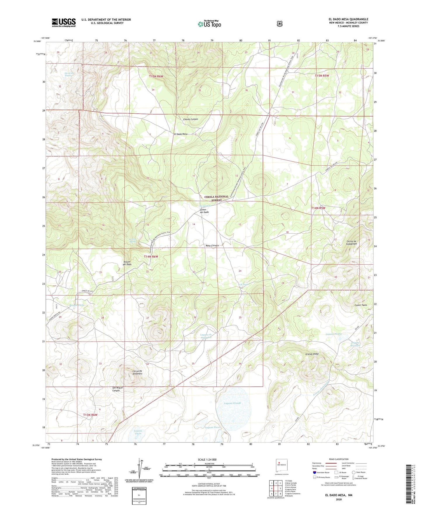 El Dado Mesa New Mexico US Topo Map Image