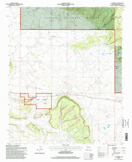 Classic USGS El Morro New Mexico 7.5'x7.5' Topo Map Image