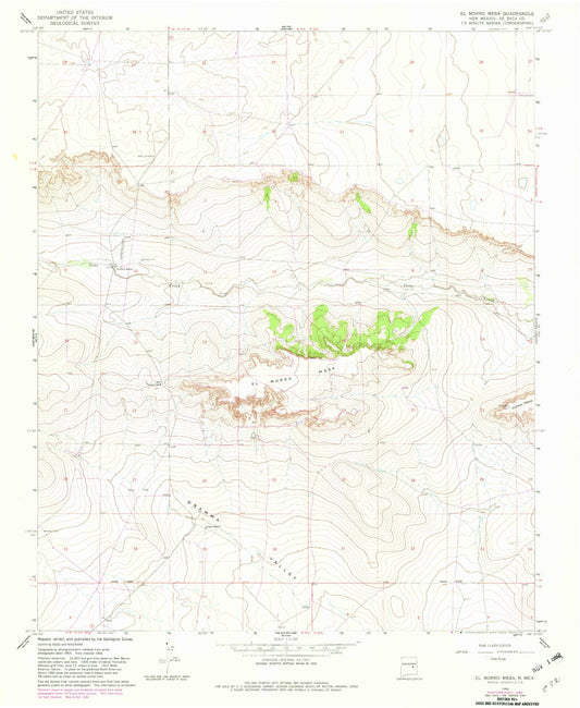 Classic USGS El Morro Mesa New Mexico 7.5'x7.5' Topo Map Image