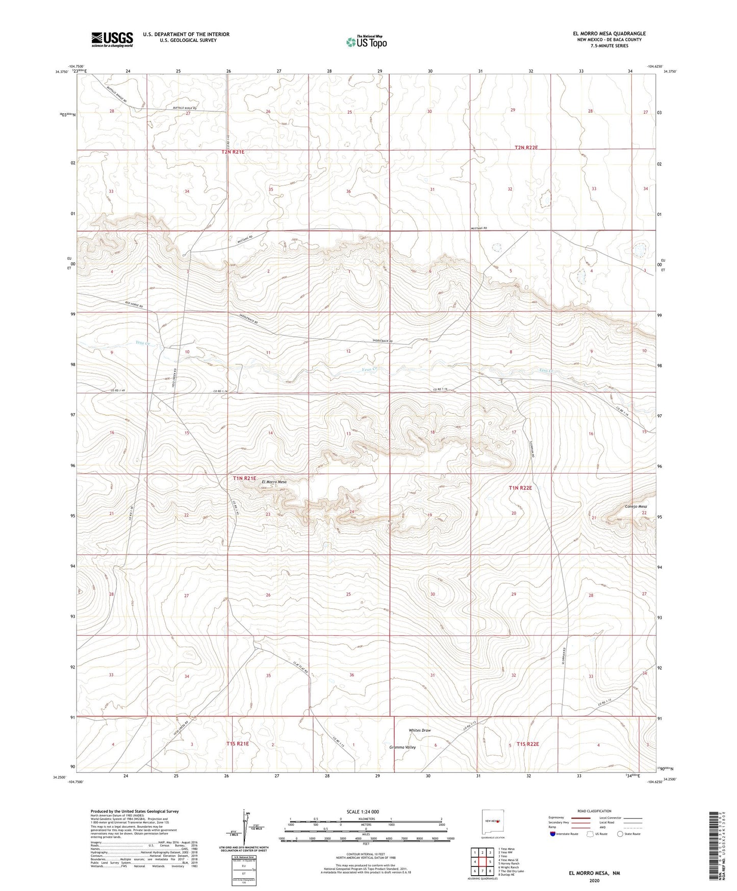 El Morro Mesa New Mexico US Topo Map Image