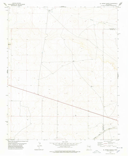 Classic USGS El Morro Ranch New Mexico 7.5'x7.5' Topo Map Image