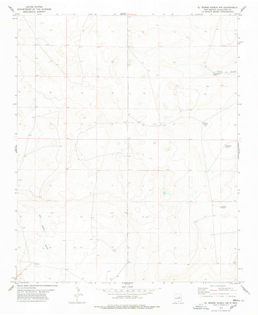 Classic USGS El Morro Ranch NW New Mexico 7.5'x7.5' Topo Map Image