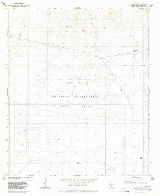 Classic USGS El Paso Draw New Mexico 7.5'x7.5' Topo Map Image