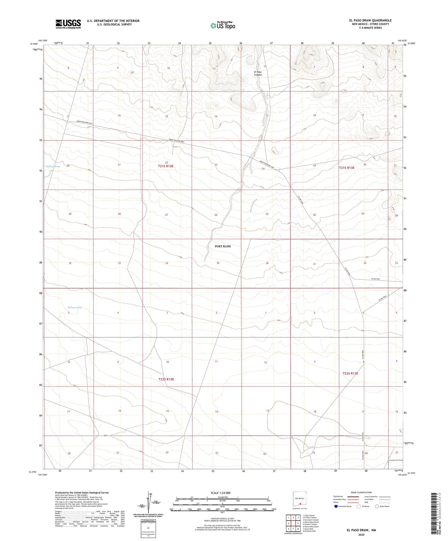 El Paso Draw New Mexico US Topo Map Image