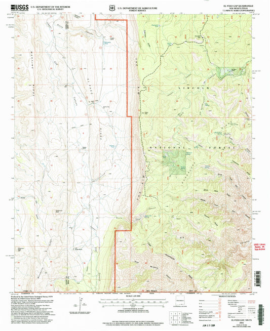 Classic USGS El Paso Gap New Mexico 7.5'x7.5' Topo Map Image