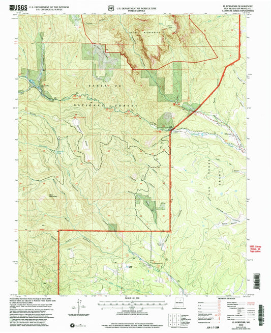 Classic USGS El Porvenir New Mexico 7.5'x7.5' Topo Map Image