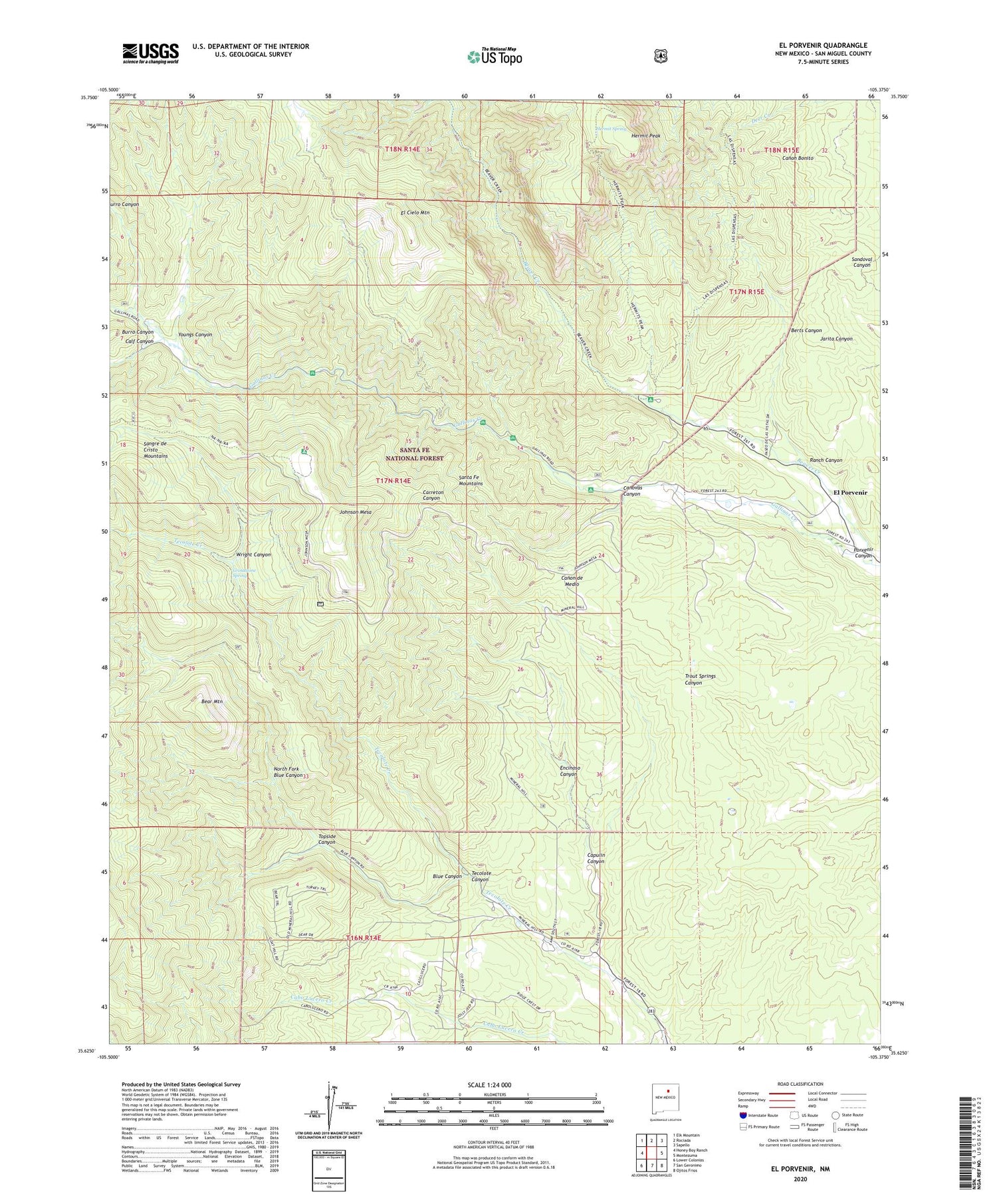 El Porvenir New Mexico US Topo Map Image