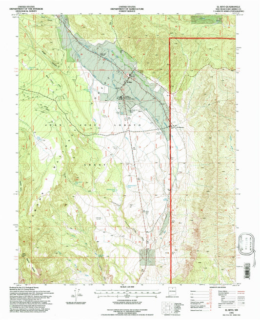 Classic USGS El Rito New Mexico 7.5'x7.5' Topo Map Image