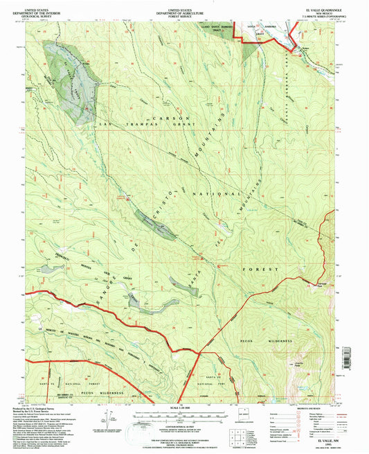 Classic USGS El Valle New Mexico 7.5'x7.5' Topo Map Image