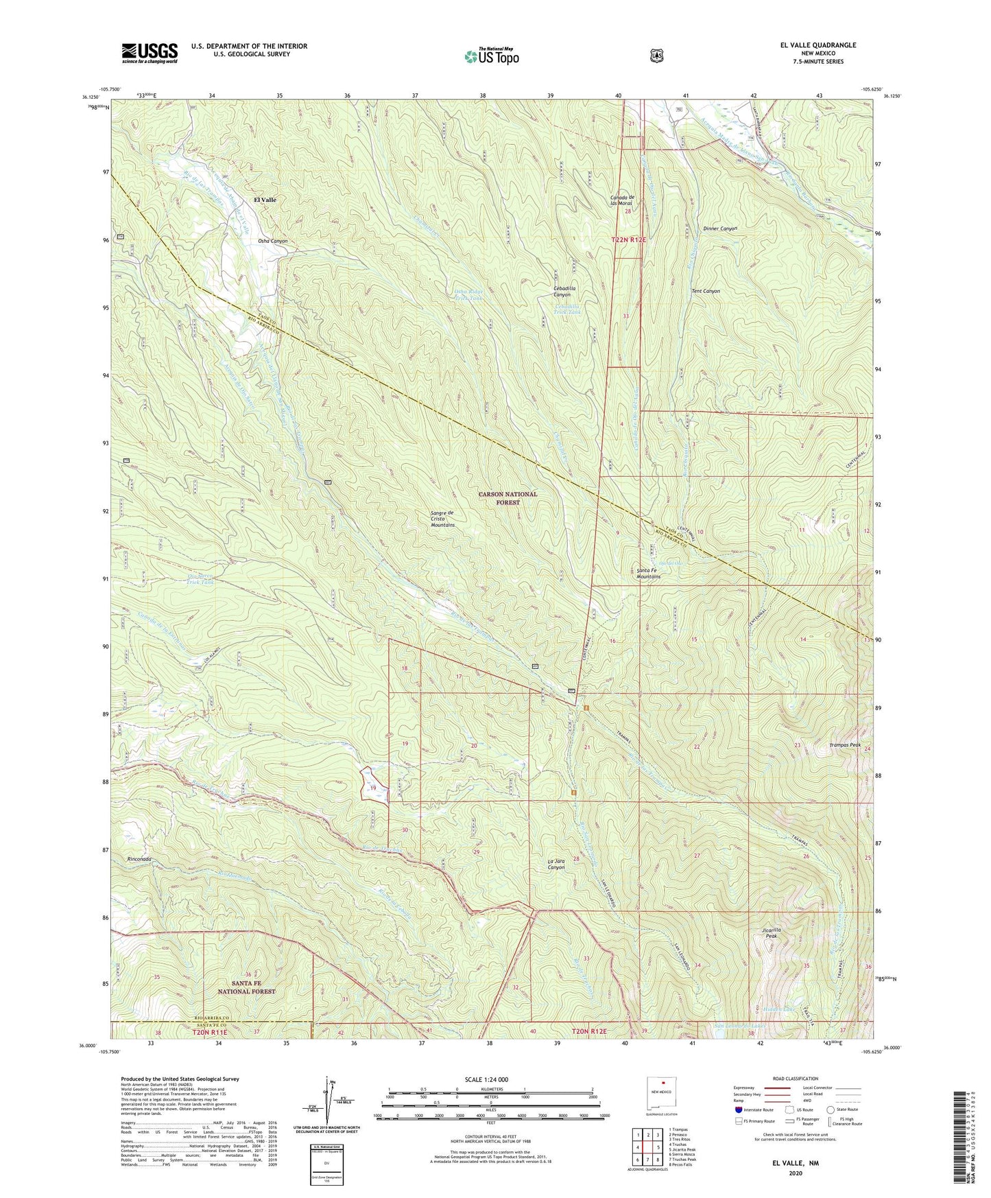 El Valle New Mexico US Topo Map Image