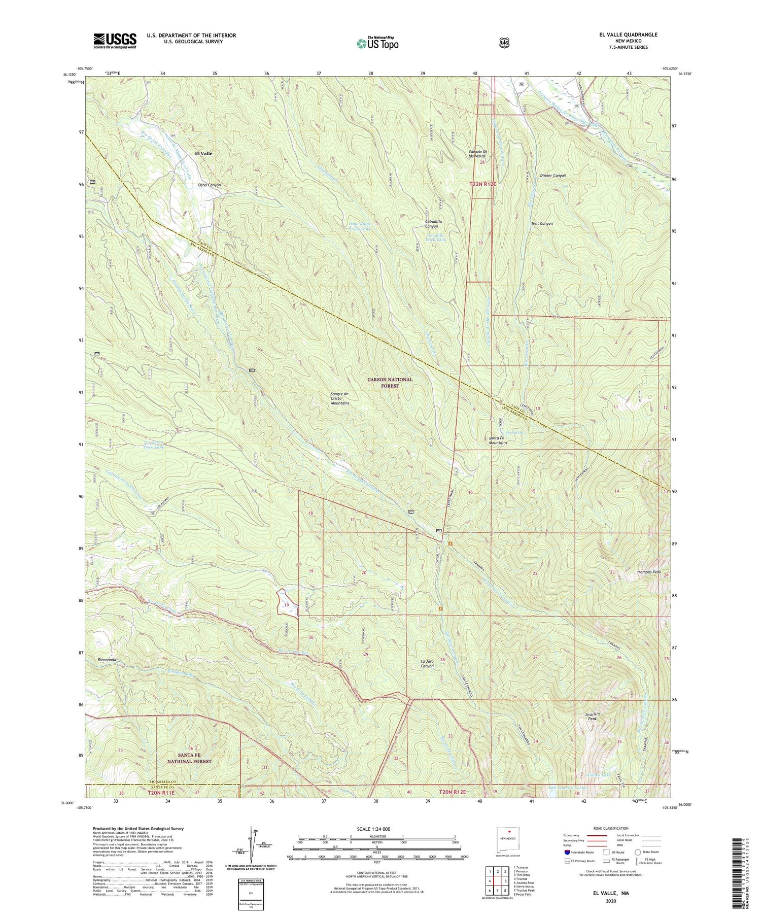 El Valle New Mexico US Topo Map Image
