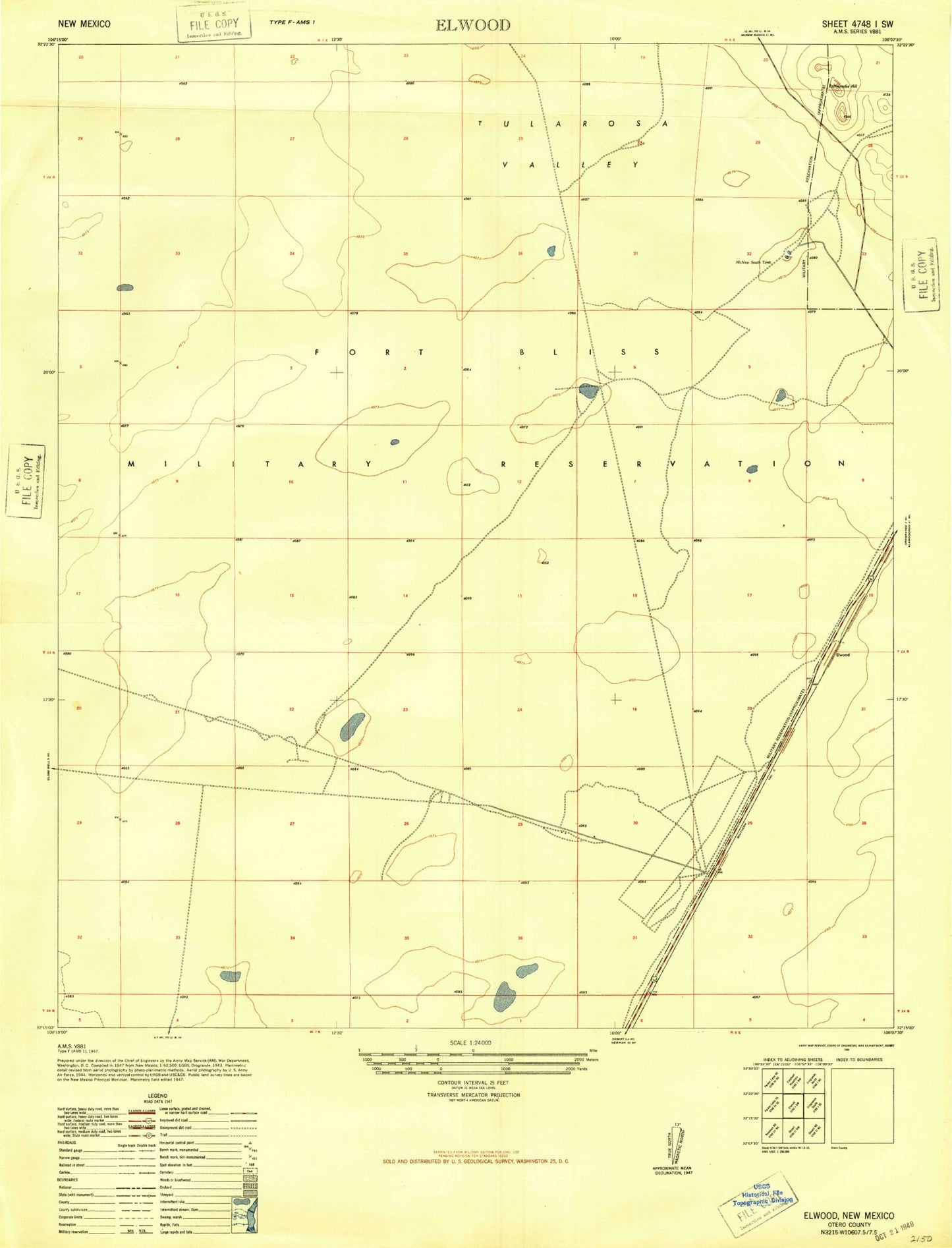 Classic USGS Elwood New Mexico 7.5'x7.5' Topo Map Image