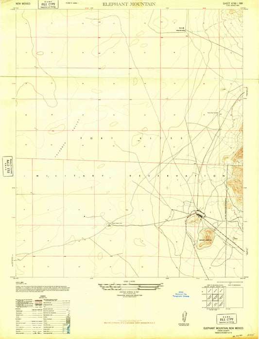 Classic USGS Elephant Mountain New Mexico 7.5'x7.5' Topo Map Image