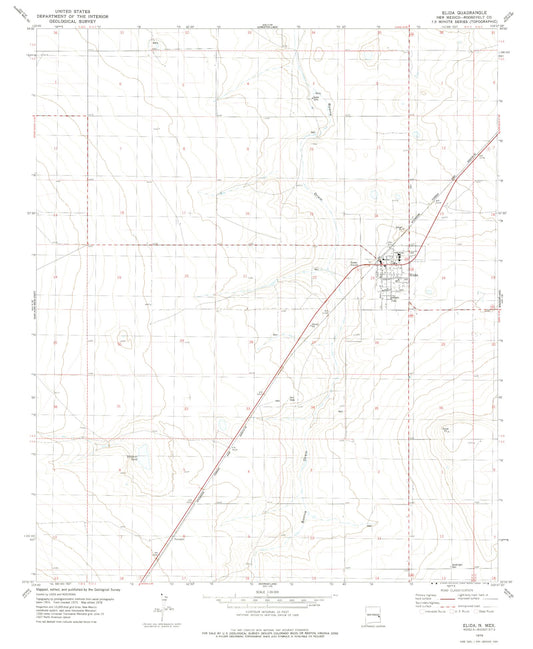 Classic USGS Elida New Mexico 7.5'x7.5' Topo Map Image