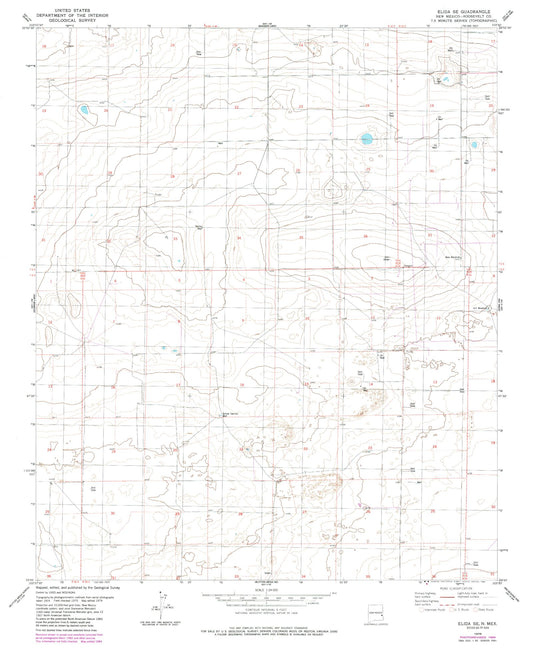 Classic USGS Elida SE New Mexico 7.5'x7.5' Topo Map Image