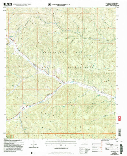 Classic USGS Elk-Silver New Mexico 7.5'x7.5' Topo Map Image